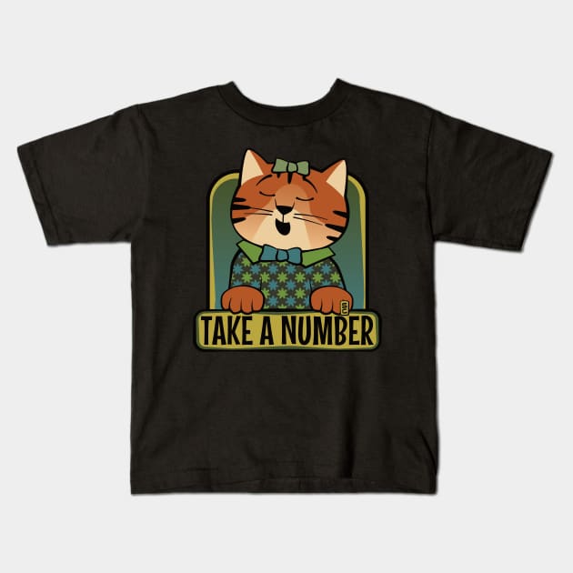 Take a Number Cat Kids T-Shirt by Sue Cervenka